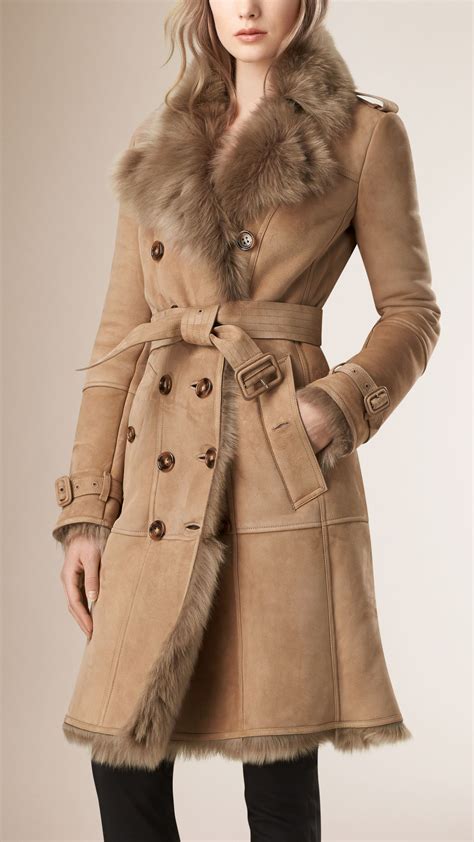 Burberry shearling coats women's